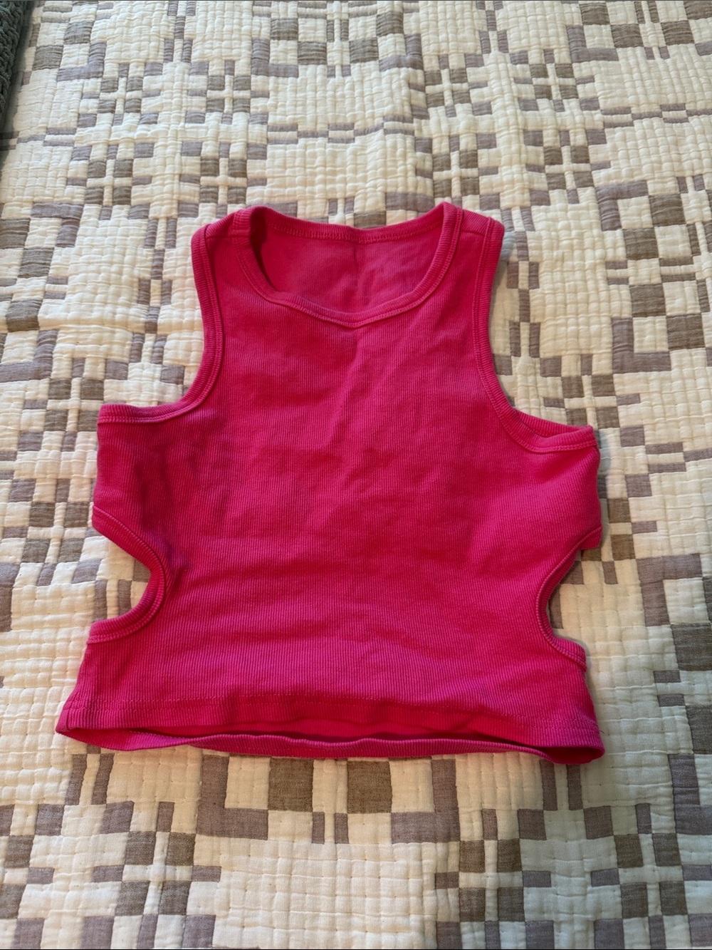 Amazon Womens’ Pink Cutout Ribbed Tank Top